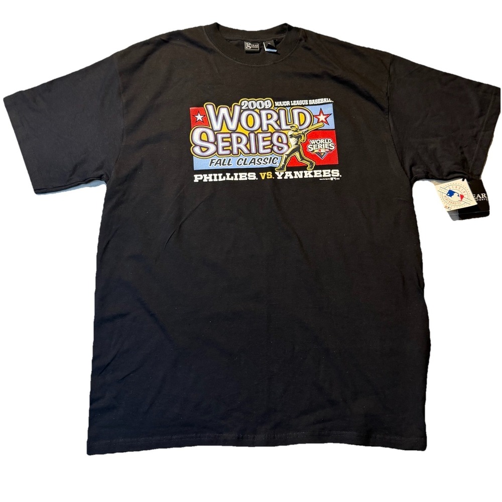 2009 World Series Phillies vs Yankees T Shirt XL NWT MLB Fall Classic Black